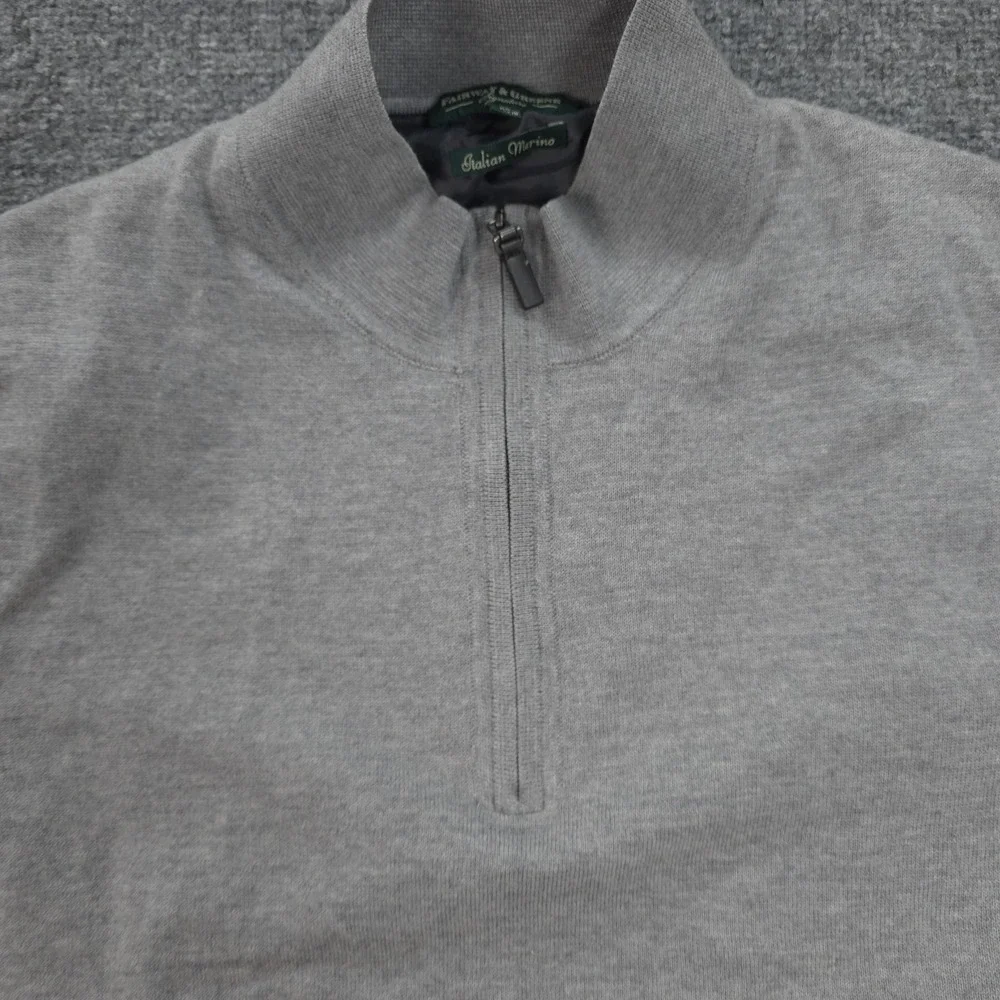 Fairway & Greene Sweater‎ Vest Mens XL Gray Italian Merino 1/4 Zip Knit Golf